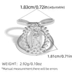 Anillo de Banda con Marco Calado de la Virgen Tricolor: Símbolo de Luz Divina y Devoción