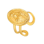 Anillo de Fe Ajustable y Abierto con Medalla Milagrosa y Halo de Circonita