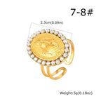 Anillo de Fe Ajustable y Abierto con Medalla Milagrosa y Halo de Circonita