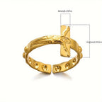 Anillo de Devoción Ajustable y Abierto con Cruz Grabada Eterna