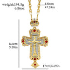 Collar con Dije de Cruz Ortodoxa Ornamentada con Gemas: Emblema de Redención y Gloria Divina