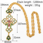 Collar con Dije de Cruz Ortodoxa Ornamentada con Gemas: Emblema de Redención y Gloria Divina