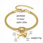 Pulsera Ajustable "Nudo de Amor" con Dije de Corazón y Cruz: Emblema de Devoción y Gracia