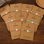 Pulsera de Amistad de Cuentas de Piedra Natural con Cruz Calada: Ícono de Devoción Espiritual