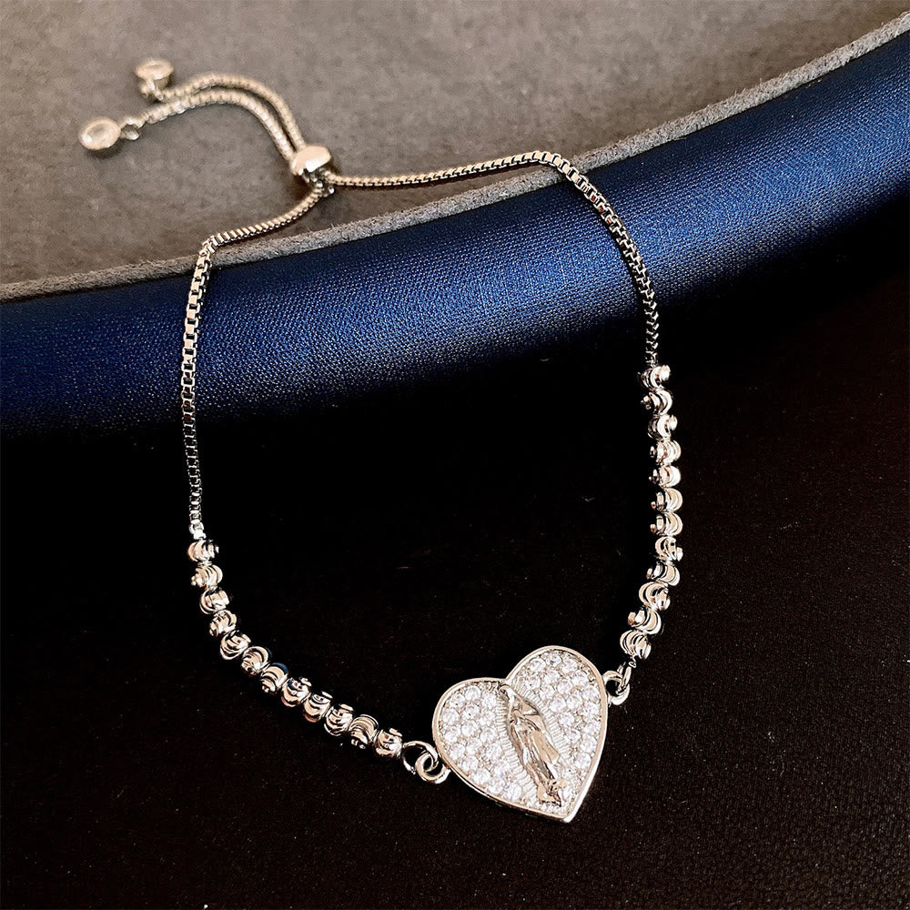 Pulsera de Cuentas con Halo de Circonia y Medalla Milagrosa de la Virgen: Protección y Gracia
