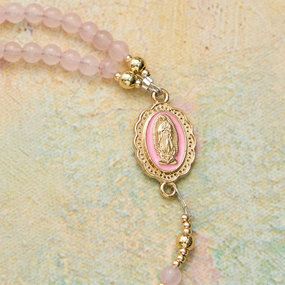 Pulsera Rosario Magnética de Ágata Fresa: Emblema de Gracia y Pureza Divinas