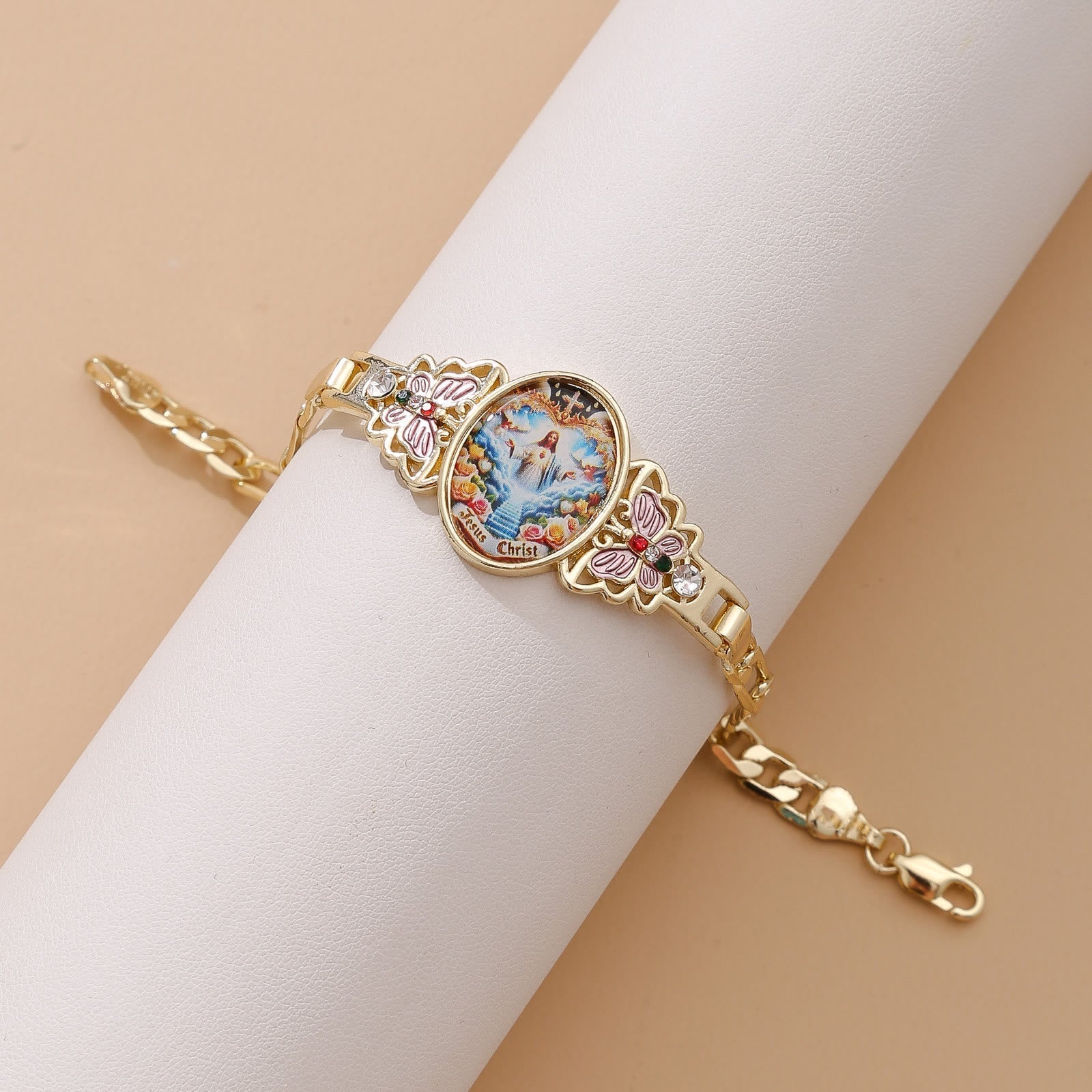 Pulsera de Jesucristo y Mariposa: Devoción Diaria con Simbolismo Sagrado