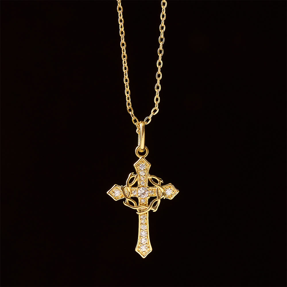 Collar Brillante de Cruz Geométrica: Símbolo de Esperanza Eterna y Protección Divina
