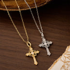 Collar Brillante de Cruz Geométrica: Símbolo de Esperanza Eterna y Protección Divina