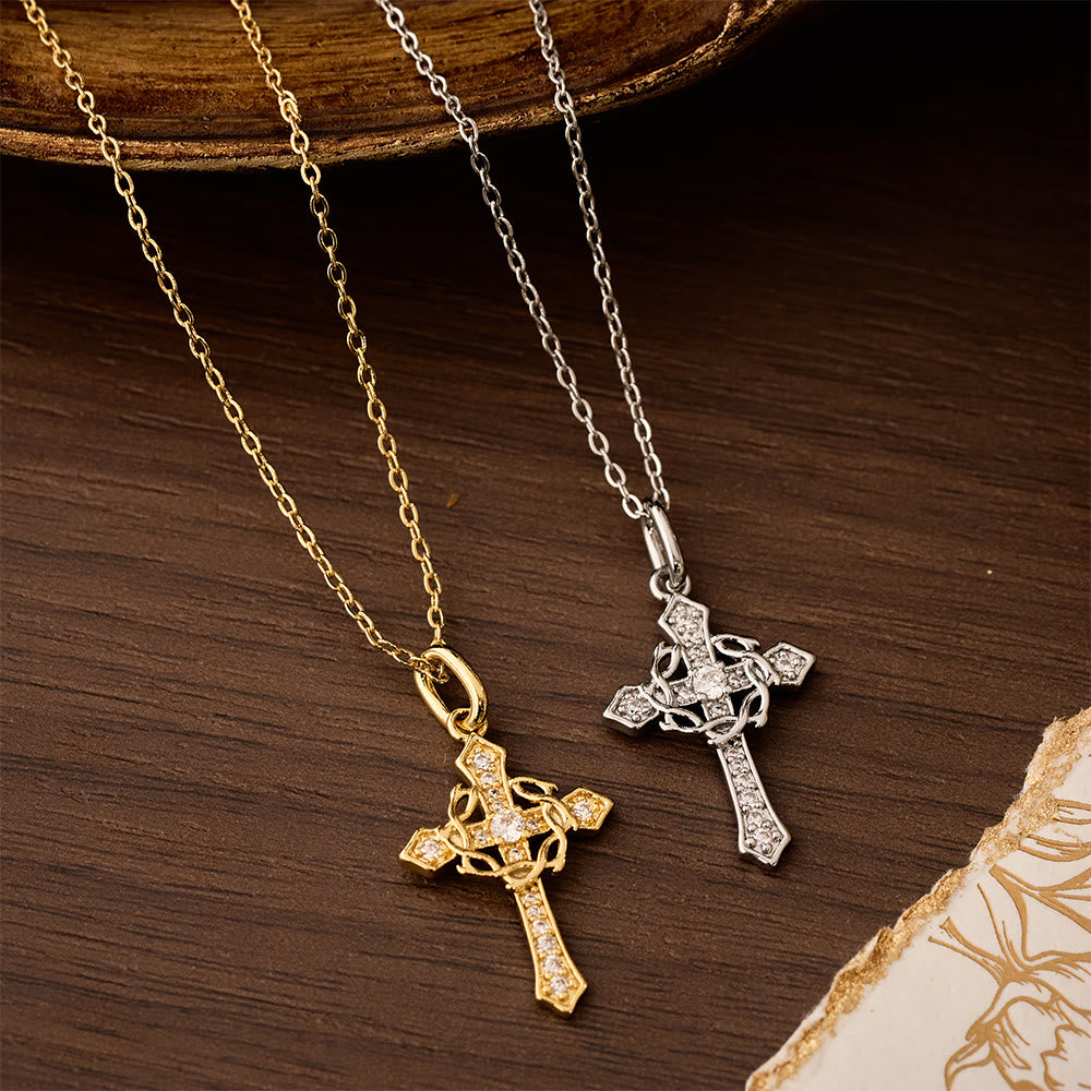 Collar Brillante de Cruz Geométrica: Símbolo de Esperanza Eterna y Protección Divina