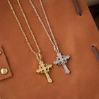 Collar Brillante de Cruz Geométrica: Símbolo de Esperanza Eterna y Protección Divina