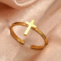 Anillo Abierto de Cruz Minimalista: Símbolo de Fe Devota y Gracia Espiritual