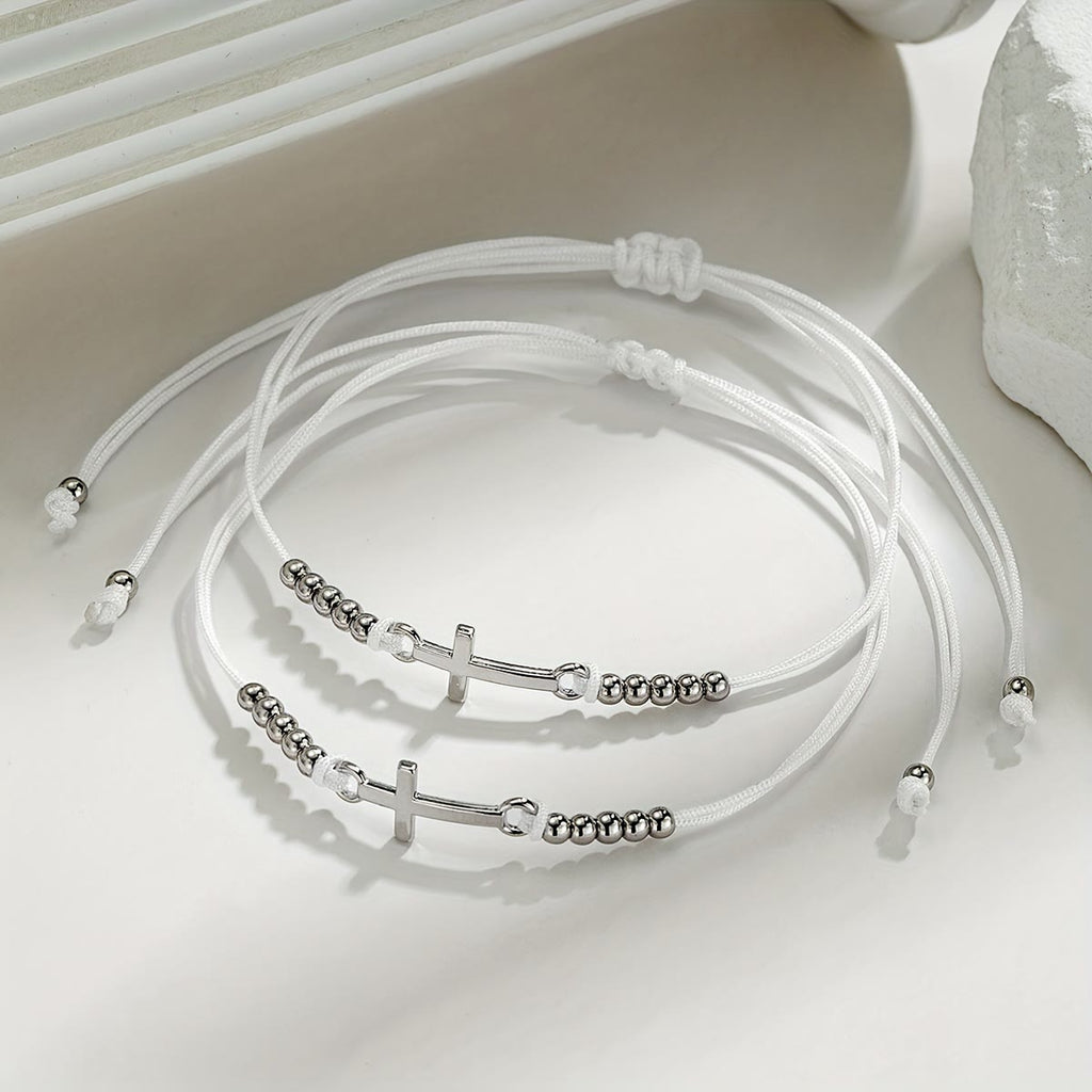 Pulsera de Cuentas con Cruz Intrincada: Tejida con Fe, Gracia y Amor Firme