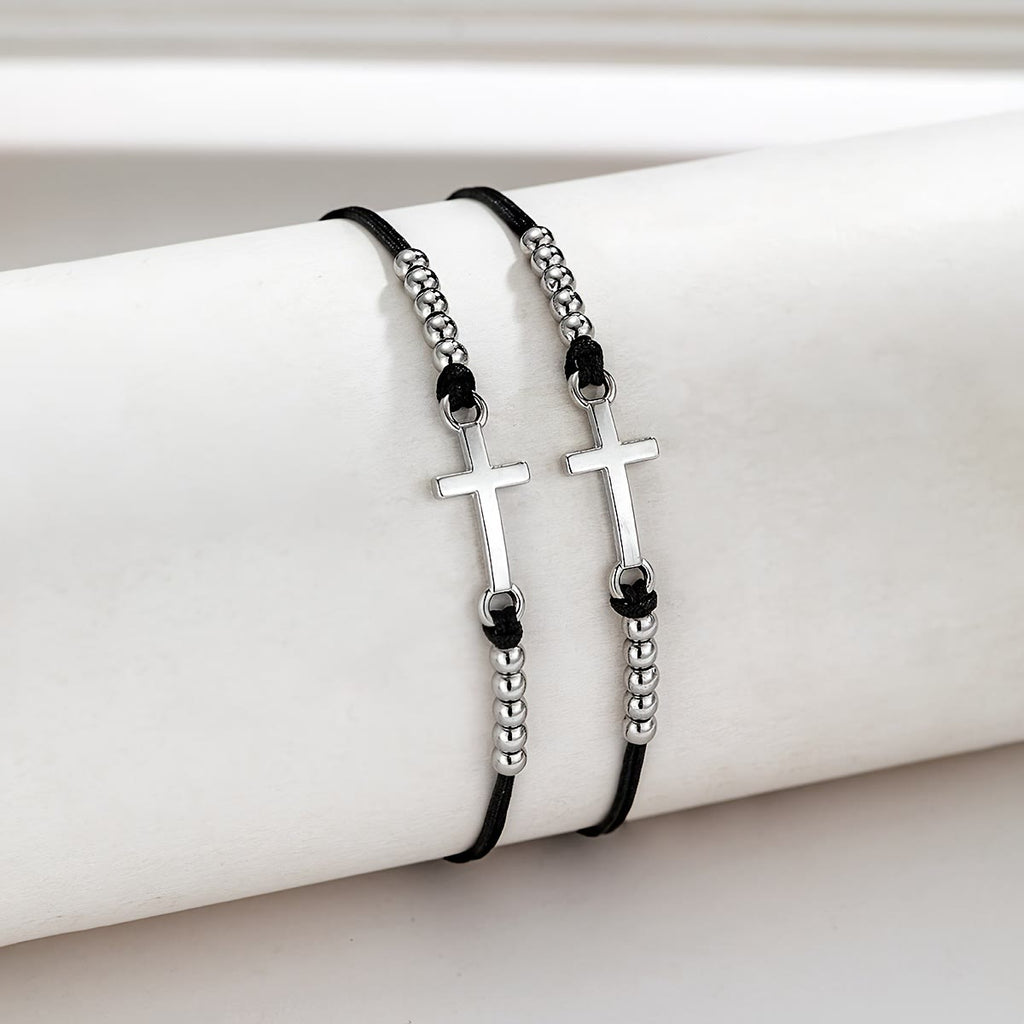 Pulsera de Cuentas con Cruz Intrincada: Tejida con Fe, Gracia y Amor Firme