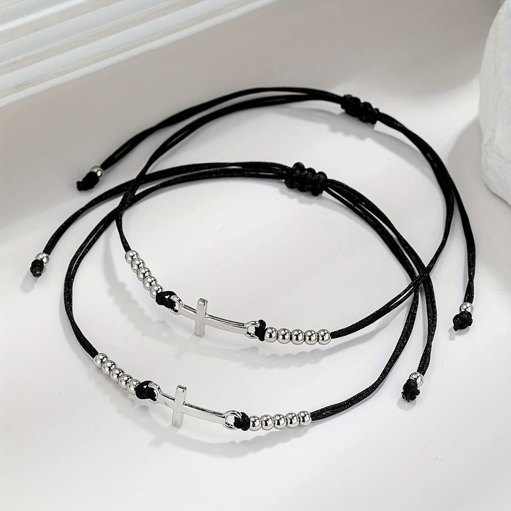 Pulsera de Cuentas con Cruz Intrincada: Tejida con Fe, Gracia y Amor Firme