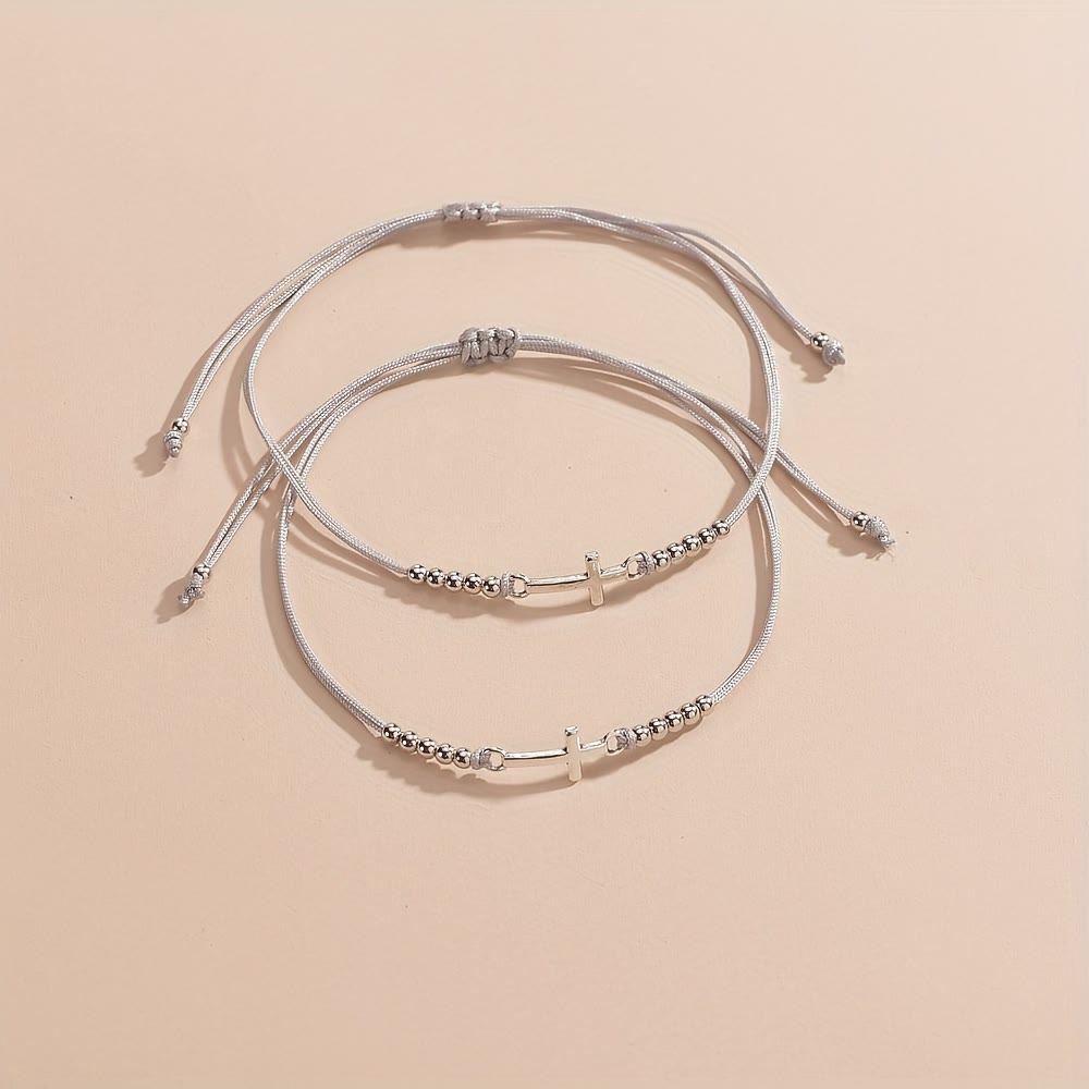 Pulsera de Cuentas con Cruz Intrincada: Tejida con Fe, Gracia y Amor Firme