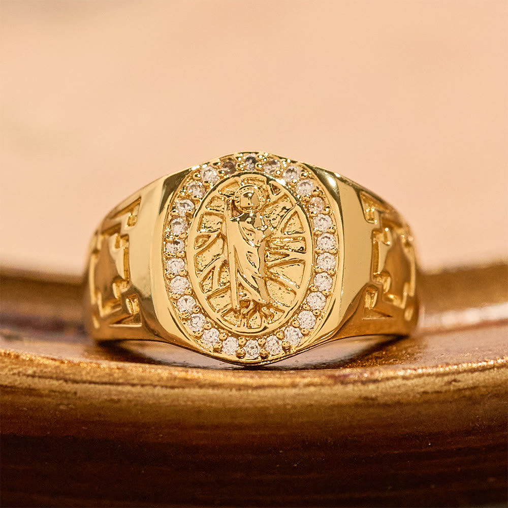 Anillo Llamativo Ornamentado de San Judas: Emblema de Redención y Protección Espiritual