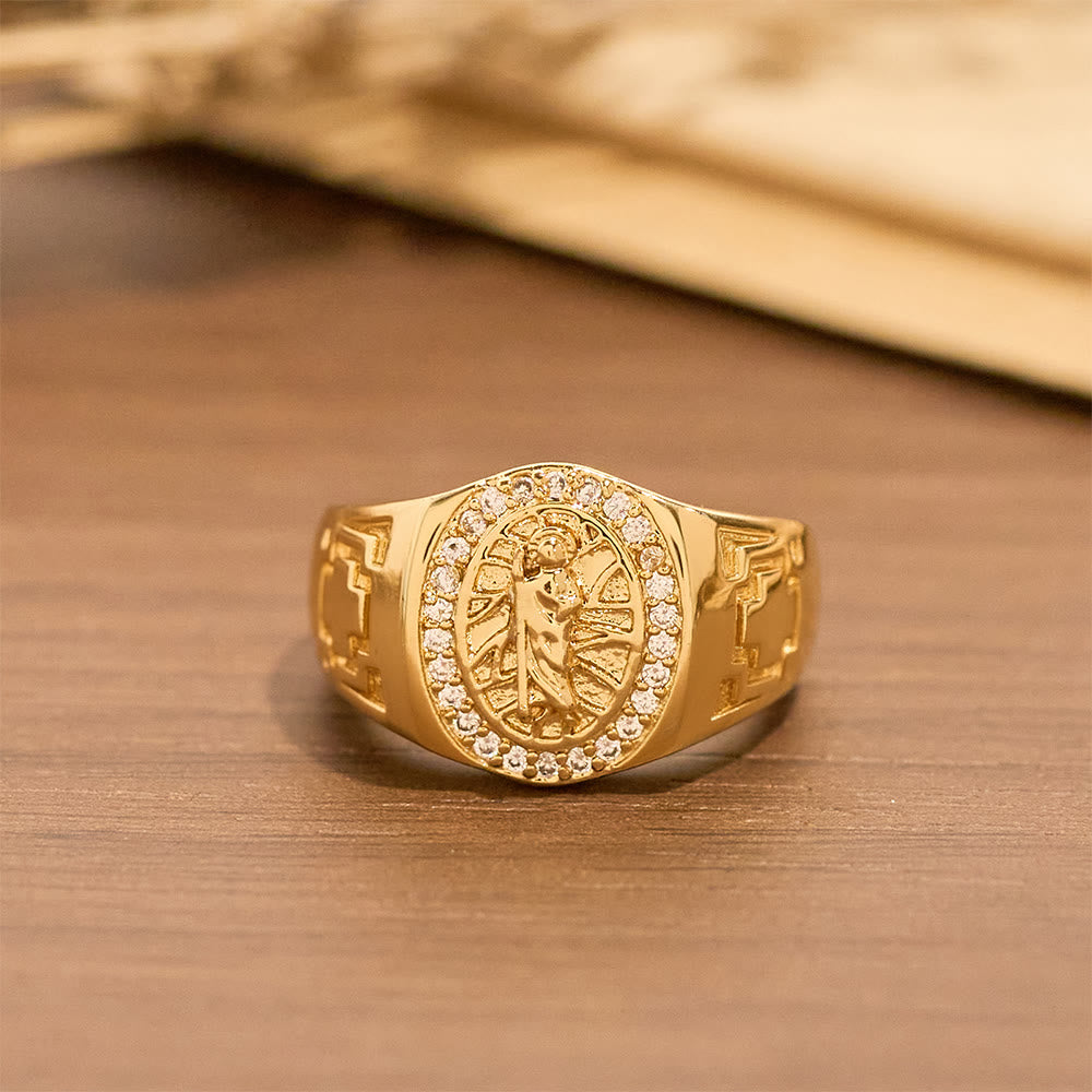 Anillo Llamativo Ornamentado de San Judas: Emblema de Redención y Protección Espiritual