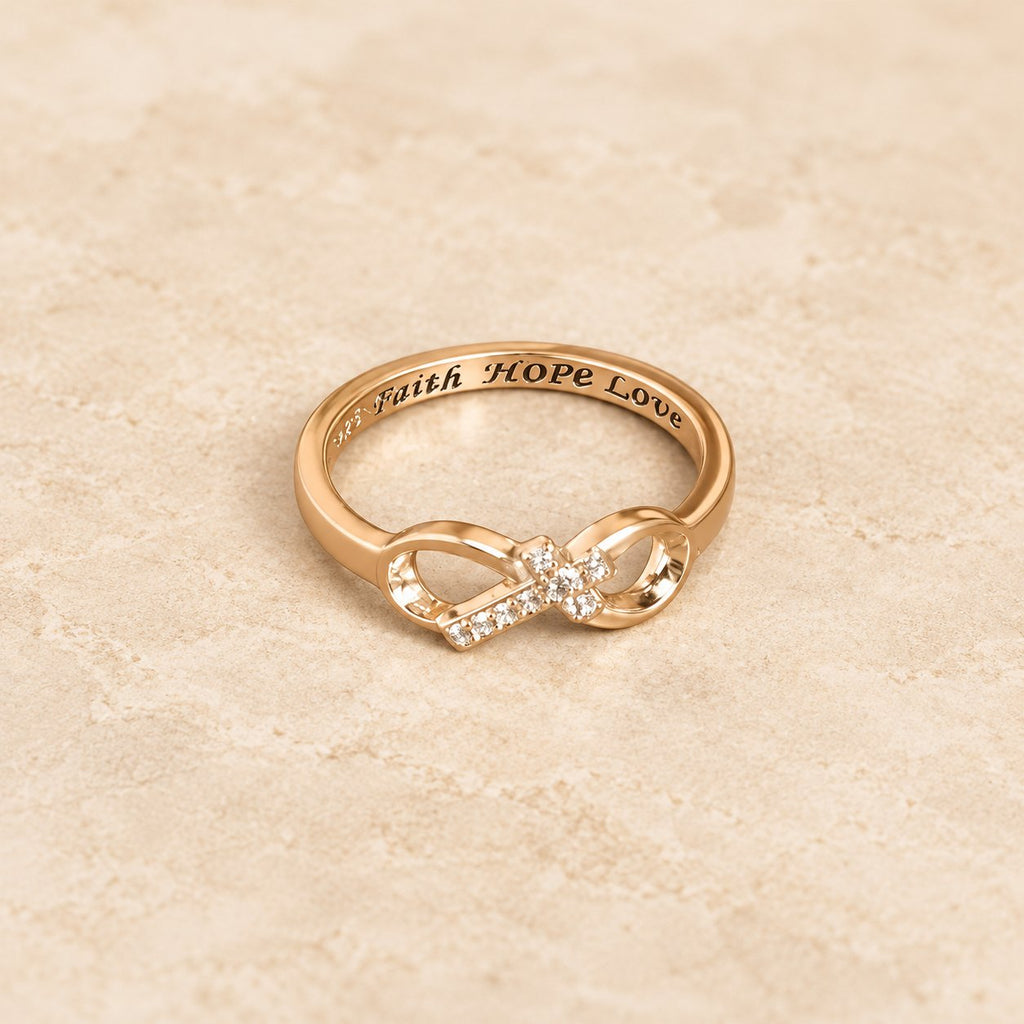 Elegant Infinity Cross Open Ring with Engraving