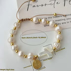 Pulsera Elegante Ajustable de Cristal con Medalla de San Benito: Joyería de Bendición Espiritual