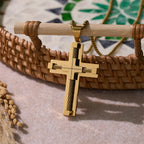 Collar de Cruz de Doble Capa con Núcleo de Acero Trenzado en Tres Colores: Luz de Fe Divina