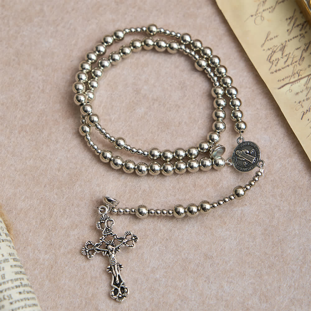 Pulsera Rosario Magnética Tono Plata: Oración y Pulsera 2 en 1