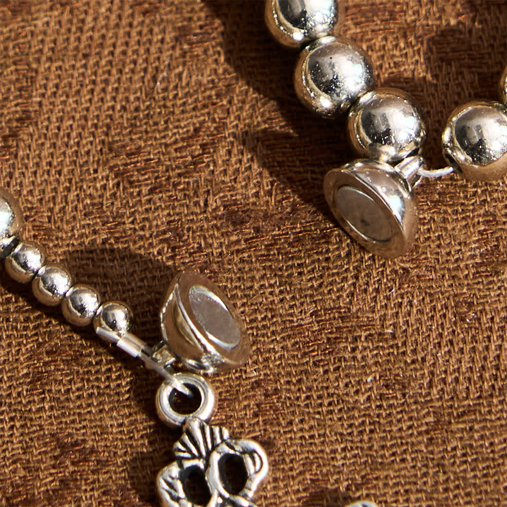 Pulsera Rosario Magnética Tono Plata: Oración y Pulsera 2 en 1