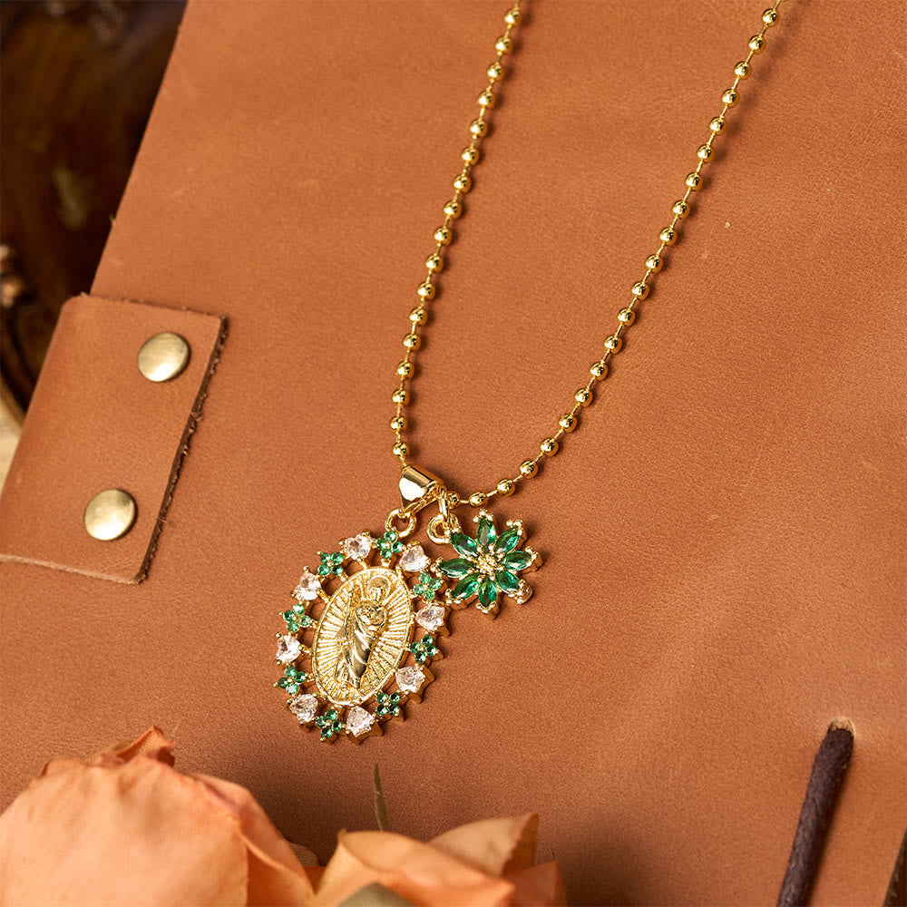 Set de Collares de Fe con la Virgen Ornamentada y Cruz Alada: Emblema de Protección Espiritual