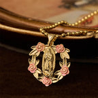 Set de Collares de Fe con la Virgen Ornamentada y Cruz Alada: Emblema de Protección Espiritual