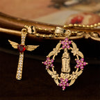 Set de Collares de Fe con la Virgen Ornamentada y Cruz Alada: Emblema de Protección Espiritual