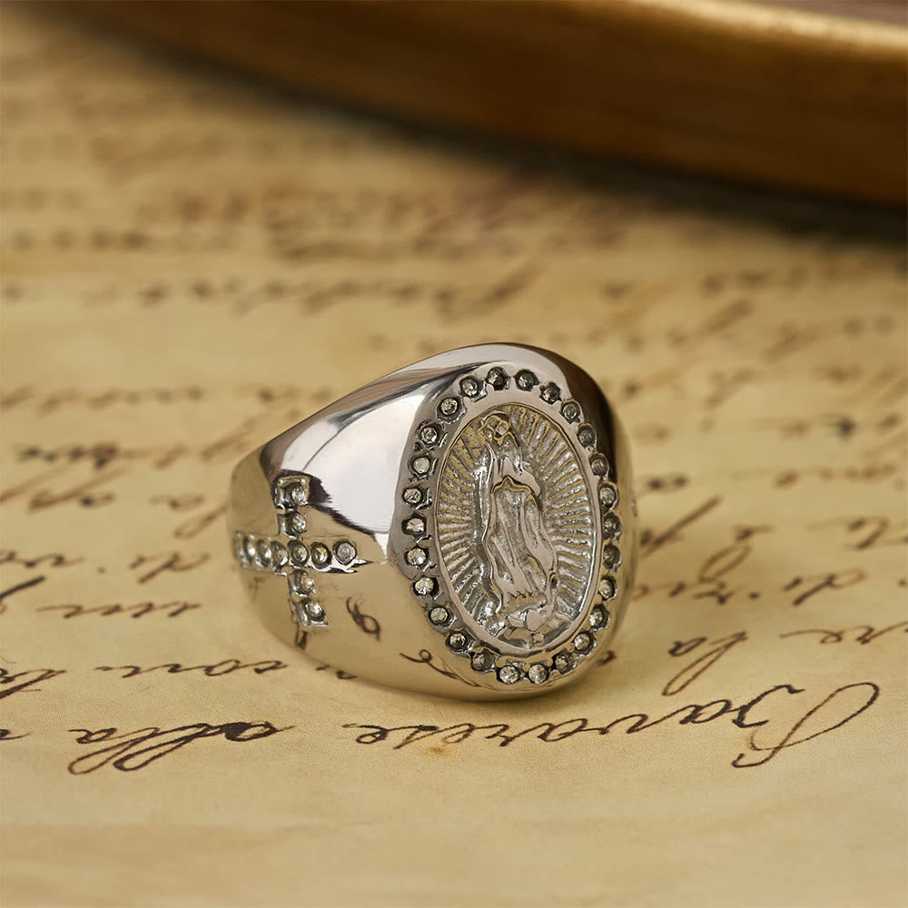 Anillo Sello de Cruz de la Virgen: Ancla tu Corazón en la Fe Mariana