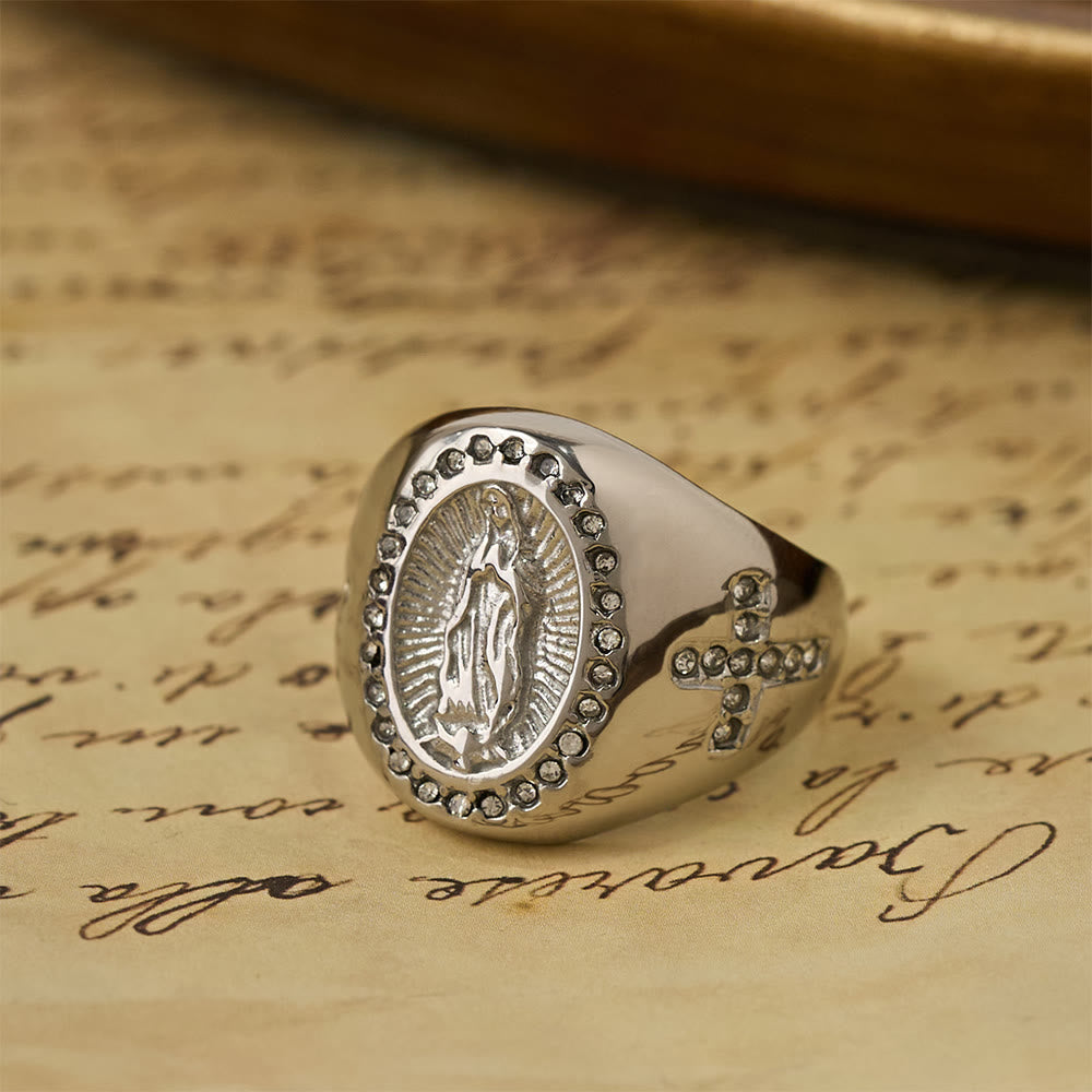 Anillo Sello de Cruz de la Virgen: Ancla tu Corazón en la Fe Mariana