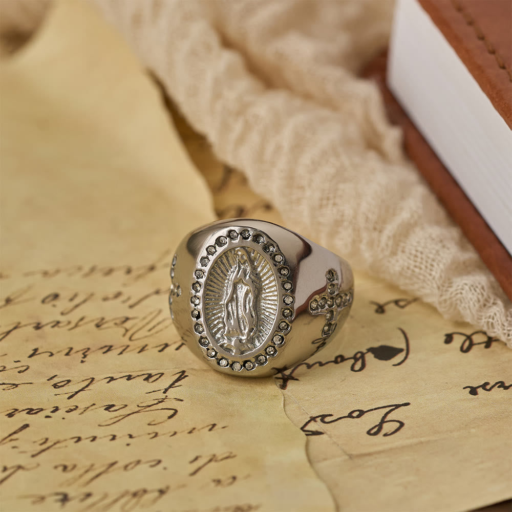 Anillo Sello de Cruz de la Virgen: Ancla tu Corazón en la Fe Mariana