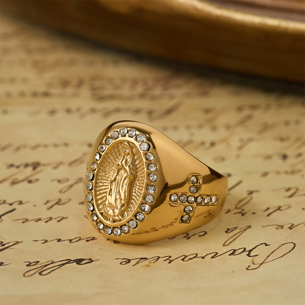 Anillo Sello de Cruz de la Virgen: Ancla tu Corazón en la Fe Mariana