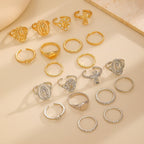 Set de Anillos de Cruz Mariana en Oro y Plata: Señal de Devoción Celestial