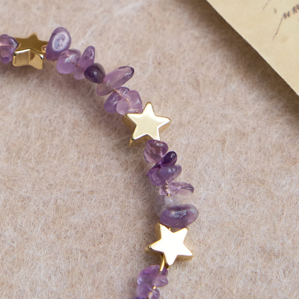 Pulsera Rosario de Alambre con Memoria de Amatista Natural con Medalla de la Virgen