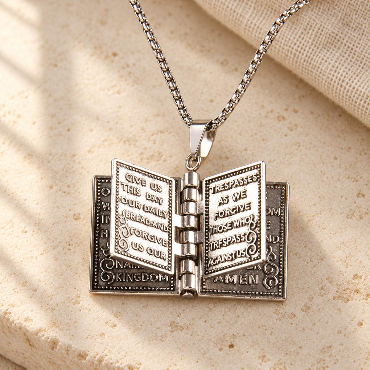 Turnable Cross Holy Bible Pendant Quality Necklace