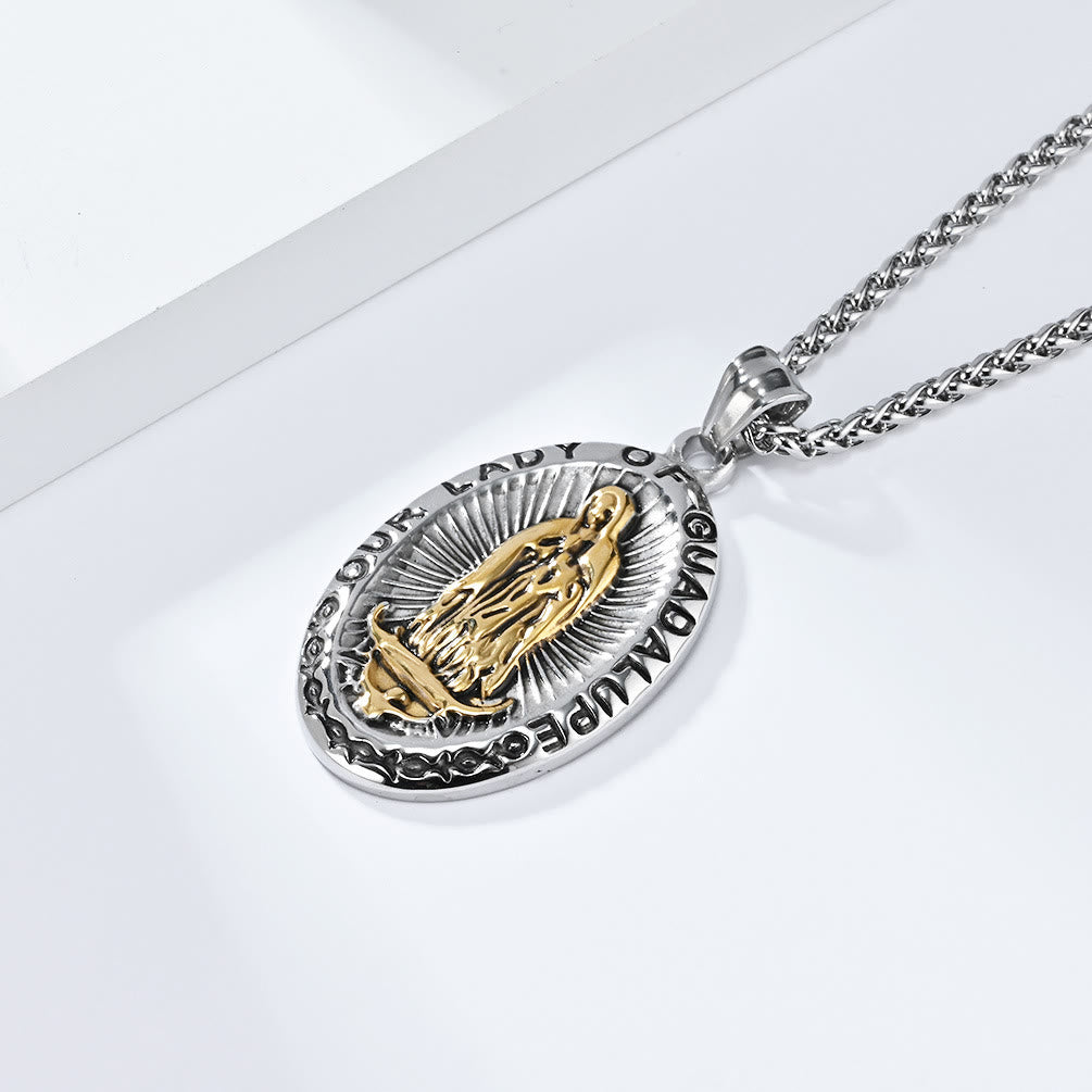 Collar de Acero Inoxidable de la Virgen de Guadalupe en 3 Colores