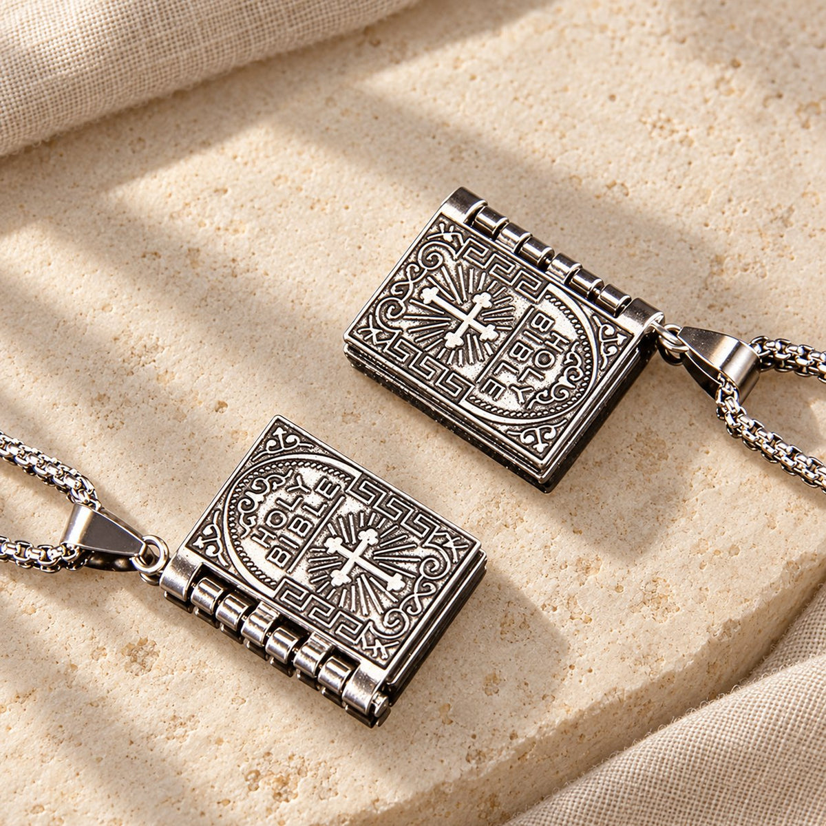 Turnable Cross Holy Bible Pendant Quality Necklace