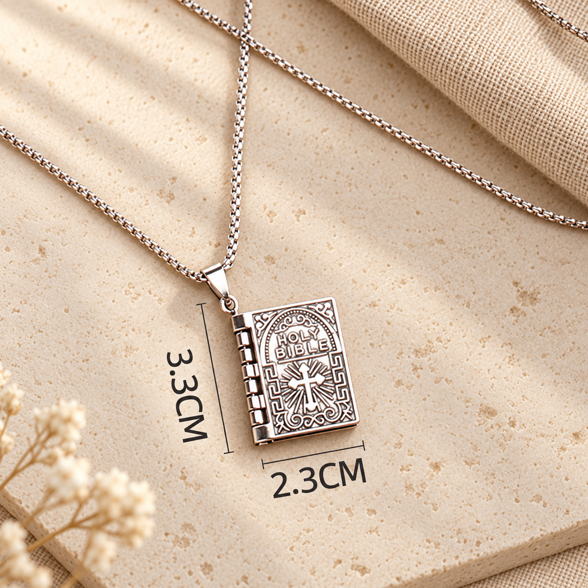 Turnable Cross Holy Bible Pendant Quality Necklace