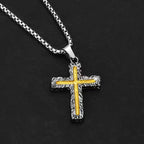 Collar con Dije de Cruz de Lava Plata-Dorado Estilo Minimalista