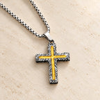 Minimalist Style Silver-golden Lava Cross Pendant Necklace