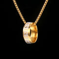 Anillo y Collar de Cadena con Grabado Láser "JESÚS" Estilo Combinado