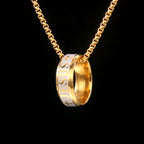 Anillo y Collar de Cadena con Grabado Láser "JESÚS" Estilo Combinado
