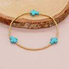 Pulsera de Cuentas de Turquesa con Cruz de Diseño Original