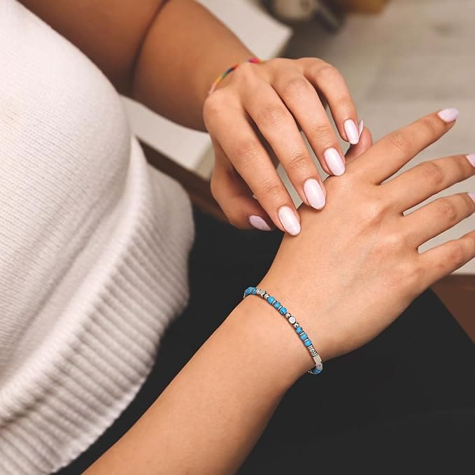 Pulsera de Cordón de Cuentas Sanadoras de Turquesa con Cruz