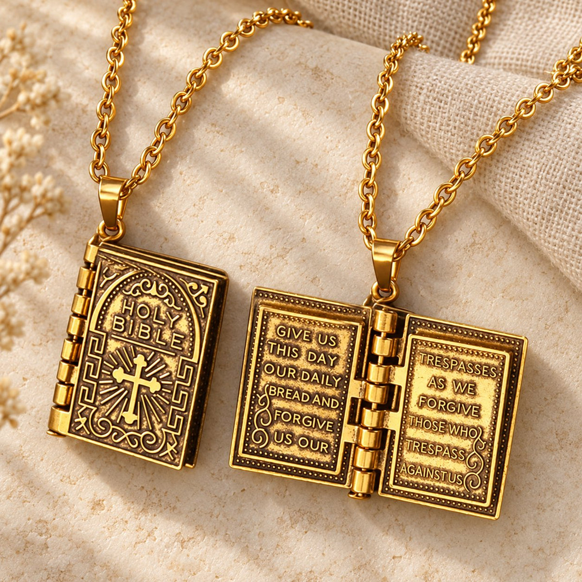 Turnable Cross Holy Bible Pendant Quality Necklace