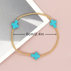 Pulsera de Cuentas de Turquesa con Cruz de Diseño Original