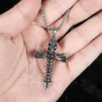 Collar con Dije de Calavera y Huesos Cruzados Estilo Punk