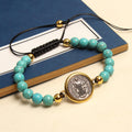 Pulsera de Cuentas de Turquesa de Oración y Bendición de San Benito